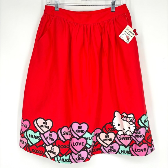 Modcloth Dresses & Skirts - NWT ModCloth X Hello Kitty Skirt Sz 8 Red Pink Candy Hearts Valentine's Day